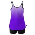 thumbnail image 5 of Women's Two Piece Tankini Swimsuit Floral Printed Beach Bathing Suit Modest Tank Swim Top Boyleg Swimwear (2XL, Purple|Gradient), 5 of 5