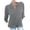 Gray, variant on WREESH Womens Fashion Cotton Linen Shirt Summer Casual Stand Collar V Neck Long Sleeved Solid Color Loose Shirt Henley Tops Pullover Beige