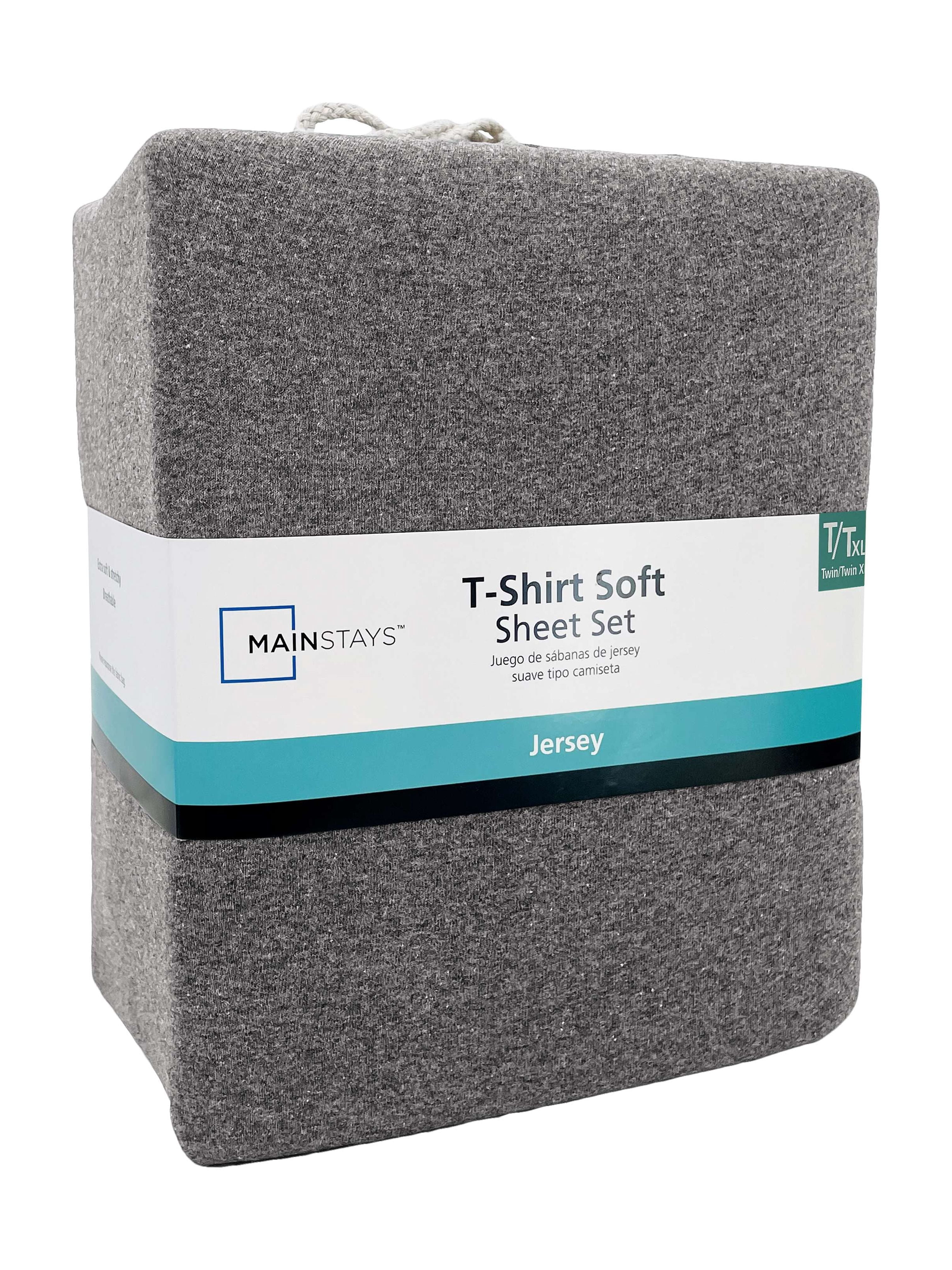 Mainstays Cotton Rich Extra Soft Jersey Bed Sheet Set, Twin-XL, Charcoal, 3 Pieces