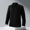 thumbnail image 4 of Timoontee Men's Fleece Lined Tops Spring Fall Warm Shirts Loungewear Shirt Casual Long Sleeve Stand Collar Shirts Solid Quarter Zip Pullover Black XL, 4 of 7