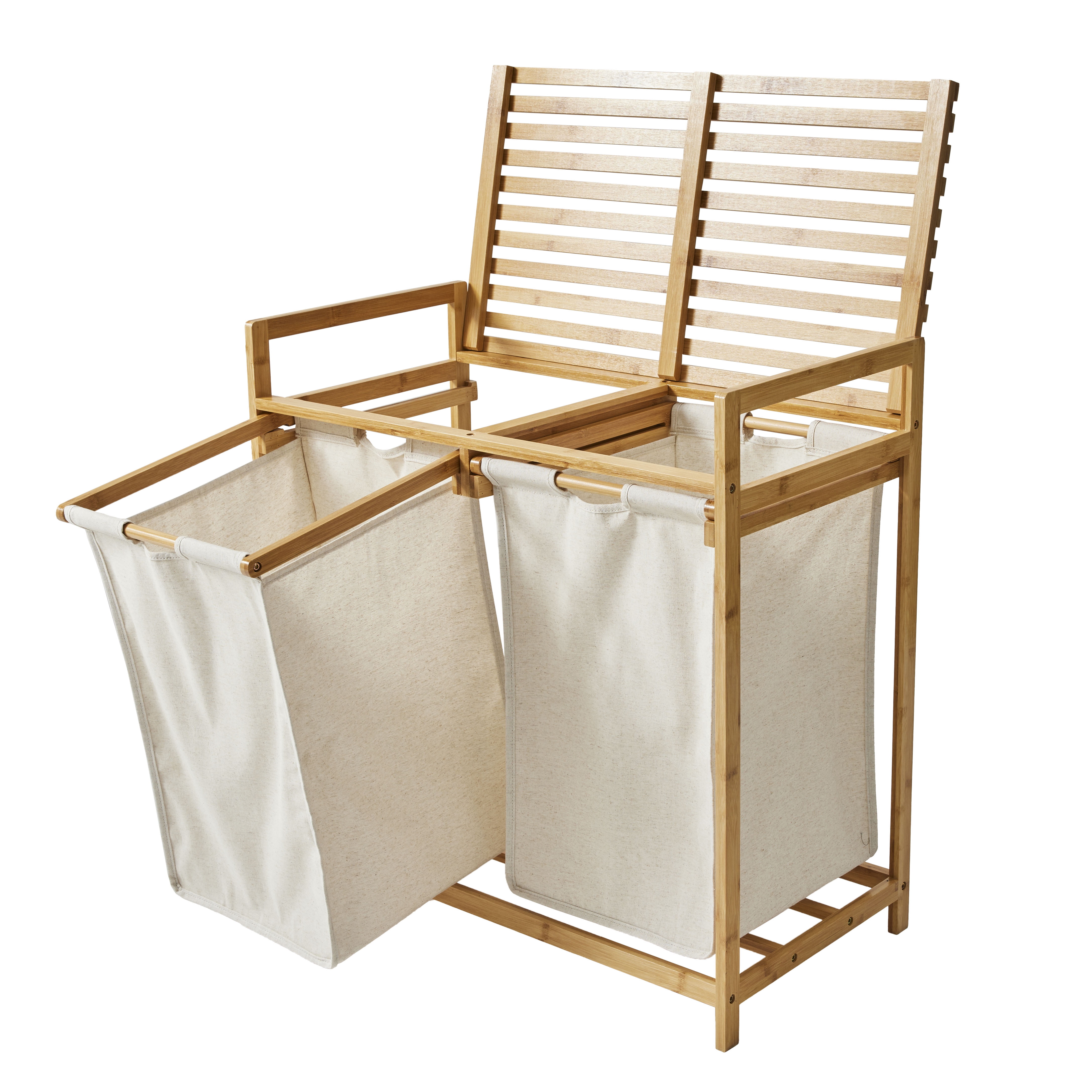 Better Homes & Gardens 35L 2-Bin Bamboo Laundry Hamper