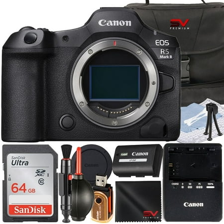 Canon EOS R5 Mark II Mirrorless Camera with 64GB SanDisk Memory Card + Case + SV Premium Accessory Bundle (International Version)