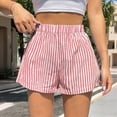 thumbnail image 6 of Women's Striped Print Shorts High Waisted Elastic Waist Wide Leg Loose Casual Shorts L, 6 of 9