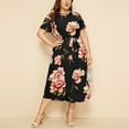 thumbnail image 1 of U.Vomade Robe pour Femme Grande Taille Été Plage Taille à Bande Robe à Manches Courtes Col Ras du Cou Oversize Robes Décontractées, 1 of 6