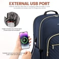 thumbnail image 4 of Mochila LOVEVOOK para portátil para mujer de 15,6 pulgadas con puerto USB, color azul marino, 4 of 9
