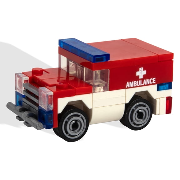 Brick Loot Ambulance Building Brick Set – 62 Piece Emergency Vehicle Construction Toy for Kids | Compatible Bricks | First Responder Build Kit for Brick City, Hospital & Rescue Scenes