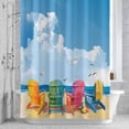thumbnail image 2 of Beach Chairs Bathroom Shower Curtain, Summer Beach Ocean Seagull Sky Waterproof Washable Soft Bath Curtain for Bathtub Decor with 12 Hooks&Grommet, 66x72 Inch, 2 of 9