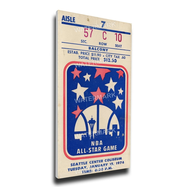 1974 NBA All Star Game Canvas Mega Ticket Supersonics Host MVP Bob Lanier Pistons Walmart