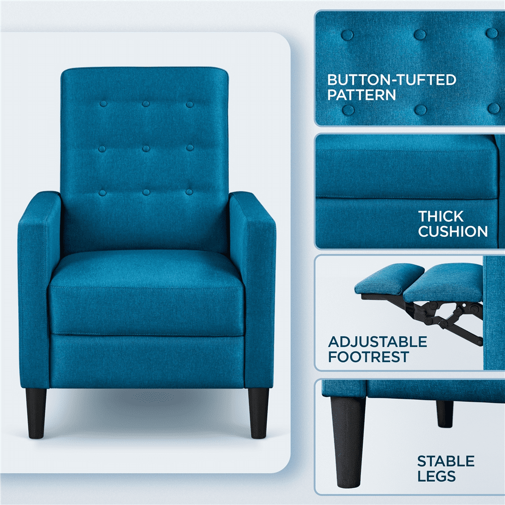 Renwick Fabric Recliner, Set of 2, Blue
