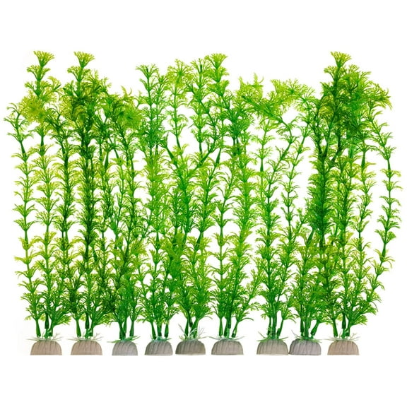 CNZ Aquarium Decor Fish Tank Decoration Ornament Artificial Plastic Plant Green 12-inch Green, 9pcs
