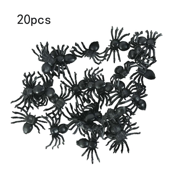 Clearance Under $1.5! 20 Pack Black Plastic Spiders, Realistic Halloween Prank Props, for Party Decor