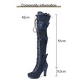thumbnail image 4 of Fesfesfes Tall Boots for Young Ladies Bow Tie Thick High Heel Lace Up Punk Side Zipper Over The Knee US:7(39), 4 of 8