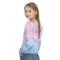 thumbnail image 5 of HAOTAGS Girls Gradient Color Tops 2025 Fashion Round Neck Long Sleeve Shirts Blue Size 9 Years, 5 of 9