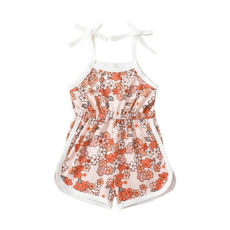 

ZAROYEAX Toddler Girls Sleeveless Floral Prints Romper Jumpsuit Clothes
