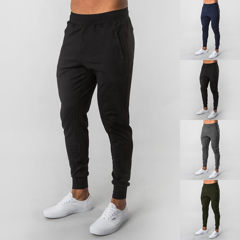 Men Skinny Sweatpants Fit Sports Trousers Bottoms Slim Gym Workout Joggers  Pants 