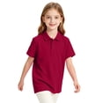 thumbnail image 3 of Girls School Uniform Polo Shirt Casual Summer Short Sleeve Comfy Pique Knit Top Back to School Outfit, 3 of 7