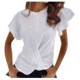 thumbnail image 2 of Xuyuer Women 2026 Summer Crew Neck Short Sleeve Tops Ribbed Knit Slim Fit Fashion Basic Tee Shirts Casual Going Out Top Shirts Basic Slim Fitted Crop Tops 2026 Summer Y2k Spring Clothes, 2 of 4