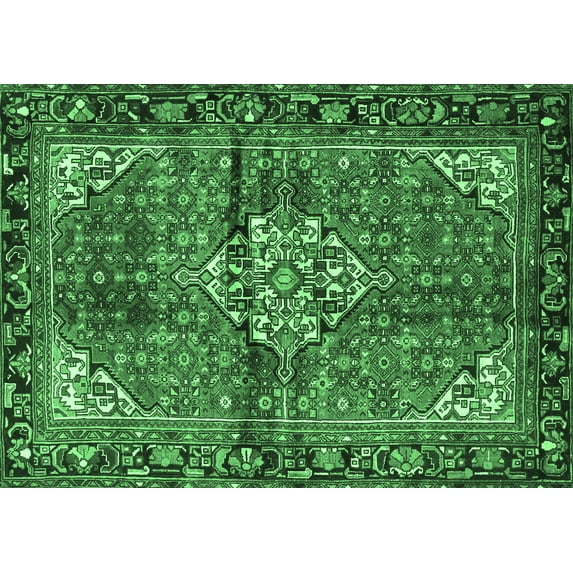 Ahgly Company Indoor Rectangle Persian Emerald Green Traditional Area Rugs, 4' x 6'