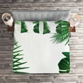 thumbnail image 2 of Ambesonne Hawaiian Quilted Coverlet 3 Pcs, Tropical Exotic Palms, Queen Size, Green White, 2 of 2