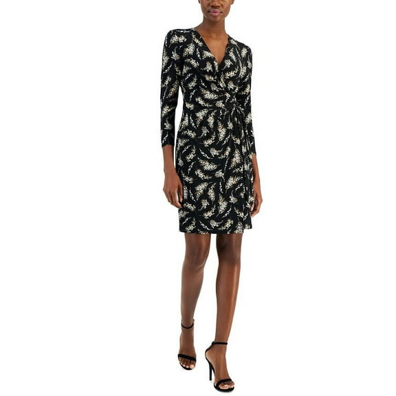 Anne Klein womens  Classic Wrap Dress, M, Black