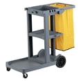 thumbnail image 2 of Restaurantware-Clean Tek Professional Janitor Cart With Wheels, 1 Cleaning Trolley With 18 Gallon Bag - 3 Shelves, Heavy-Duty, Gray Plastic Commercial Janitorial Cart, For Restaurants, 2 of 3