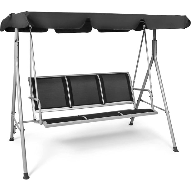 Outdoor Patio Swing Chair, 3Seater Porch Swing Bench with Adjustable
