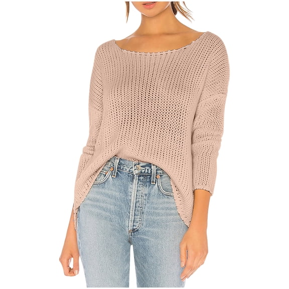 Olyvenn Womens Plus Size Elegant Comfort Sweater Drop Shoulder Long Sleeve Blouse Ribbed Knit Stylish Solid Tees Boat Neck Fall Tops Comfy Loose Fit Casual Flowy Pullover Fashion 2023 Pink 4