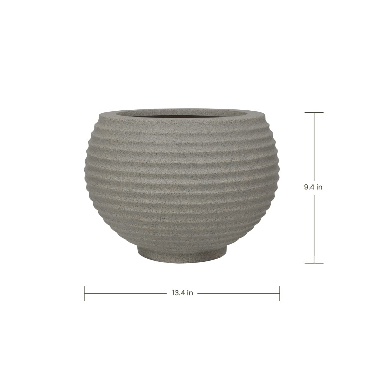 Ecobo 13.4" Wide Eco-Friendly Round Pot Planter, HeliconiaIndoor/Outdoor use, Durable, Versatile & Lightweight, Designed by Brazilian Artisans, Contemporary All-Weather Design – Gray Granite