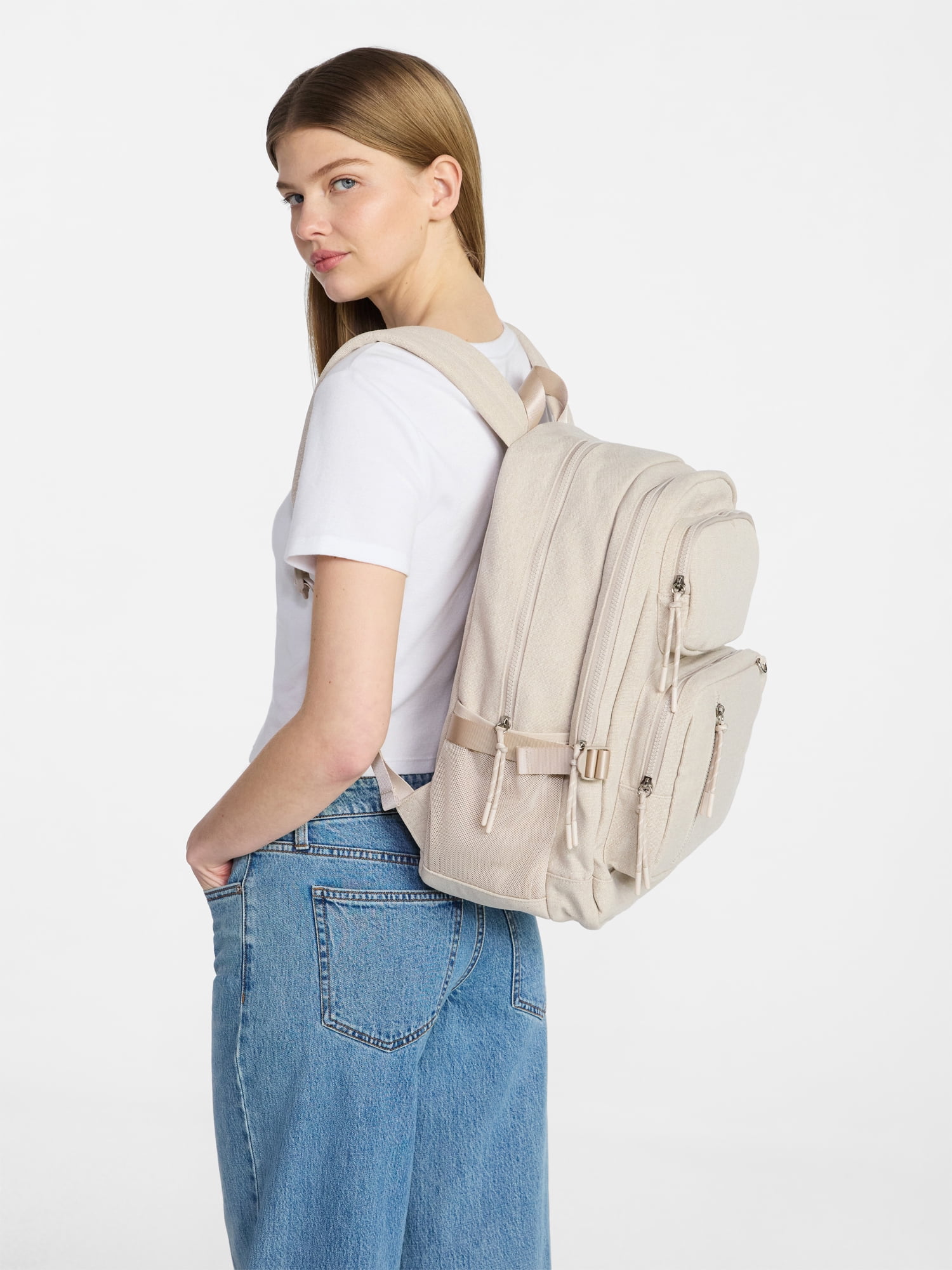 No Boundaries Women's 17.5" Multi Pocket Backpack, Taupe