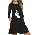 thumbnail image 1 of Robe Longue à Manches Longues pour Femmes, Imprimée, avec Poches, Décontractée, Ample, 1 of 8