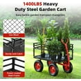 thumbnail image 2 of Acekid 1400 LBS Garden Dump Cart - Removable Sides, 180° Rotating Handle, Metal Wagon, Black, 2 of 8