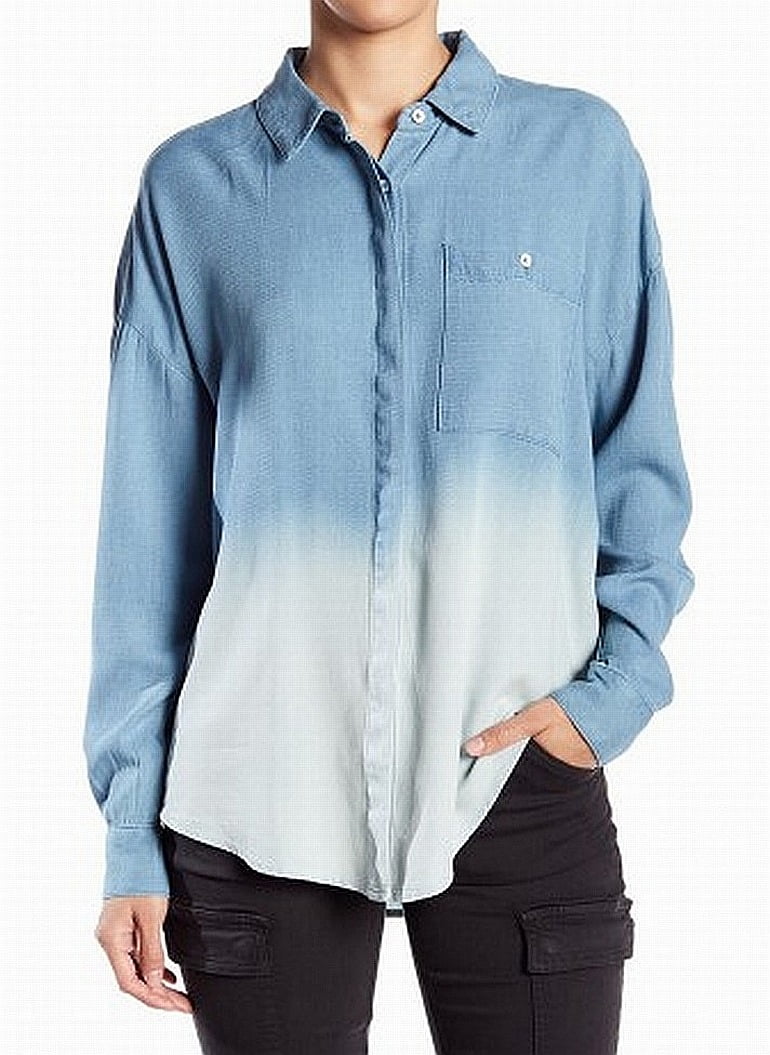 Splendid White Womens Large Ombre Button Down Shirt L