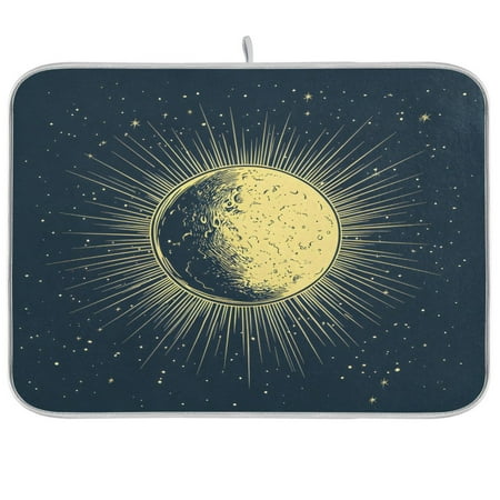 

joogoo An Artistic Moon Dish Drying Mat Kitchen Counter Absorbent Drying Pad 16x18 in Drainer Rack