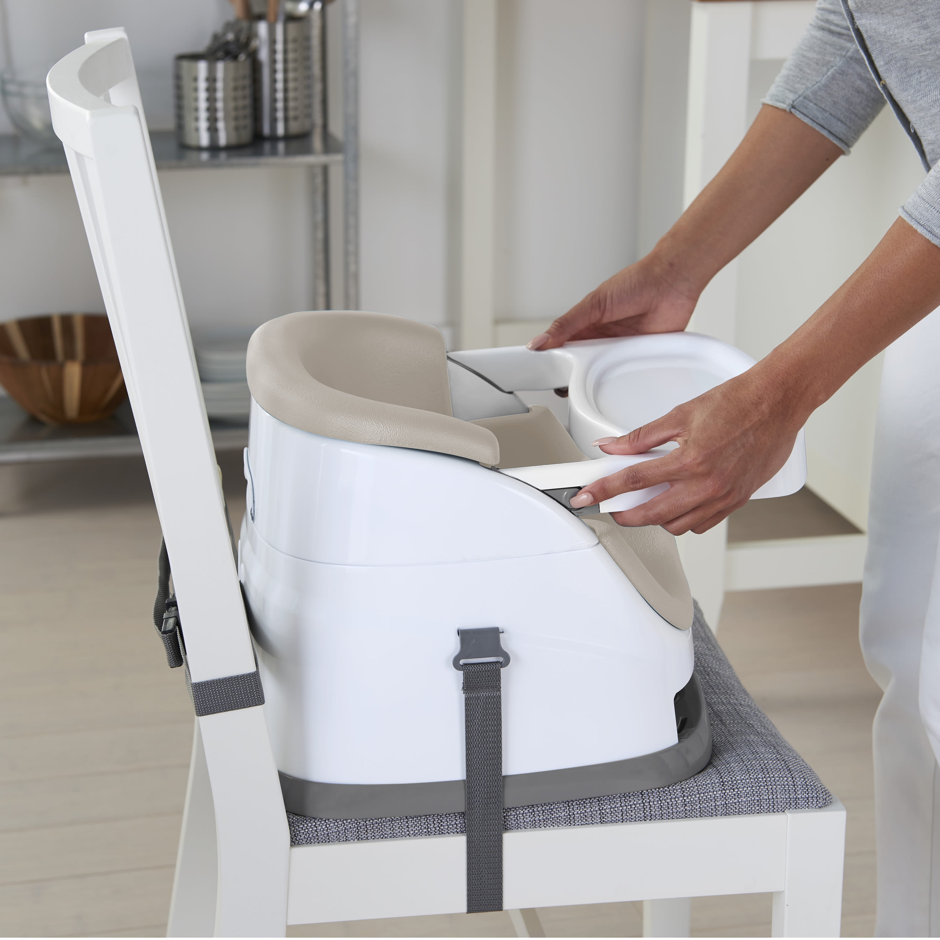 Ingenuity Baby Base 2-in-1 Booster Feeding High Chair and Floor Seat with  Self-Storing Tray - Slate - Walmart.com