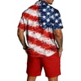 thumbnail image 4 of Youpwaven Men's 250th Anniversary Patriotic Outfit Set, Commemorative Short Sleeve Button Down Shirt & Mesh Shorts, 2-Piece USA Flag Celebratory Suit, 4 of 6