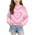 thumbnail image 2 of Fall Loose Tops for Girl Heart Printed Color Contrast Long Sleeve Crew Neck Fashion Casual Pullover Top for Daily Wear Multicolor 07 9-10 Years, 2 of 7