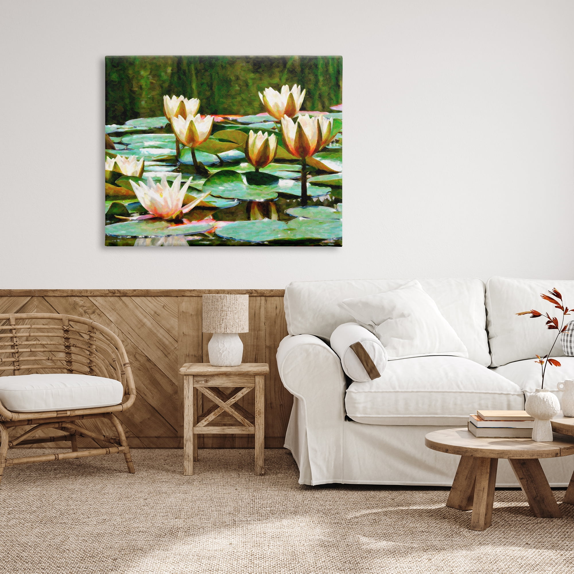 Stupell Industries Pond Lilies Blooming Botanical & Floral Painting Gallery Wrapped Canvas Print Wall Art, 48 x 36