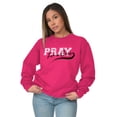 thumbnail image 3 of Pray For A Cure Breast Cancer Sport Women Crewneck Sweatshirt Brisco Brands S, 3 of 6