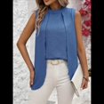 thumbnail image 4 of Camisetas Sin Mangas Informales de Negocios para Mujer, Atuendos de Verano Sin Mangas, Camisas de Trabajo Elegantes y de Moda de 2025. Azul XL, 4 of 9