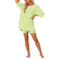 thumbnail image 2 of INSPIRE CHIC Women's Oversized Lounge Set Workout Sweatsuits T-Shirt with Biker Shorts Outfits Sets XL Mint Green, 2 of 6