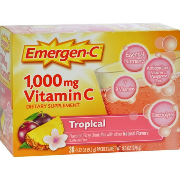 EmergenC Vitamin C Drink Mix Packets Tropical 30 each (Pack of 3