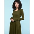 thumbnail image 3 of Made by Johnny Women's Comfy Casual Long Sleeve Flowy Dresses Loose Plain Dress with Pockets L OLIVE, 3 of 6
