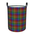thumbnail image 1 of Fotbe Rainbow Houndstooth Cesto de Ropa con Asas, Cesto Impermeable de Gran Capacidad, Bolsa de Lavado para Dormitorio, Cesto de Ropa con Ruedas y Asas-Small, 1 of 6