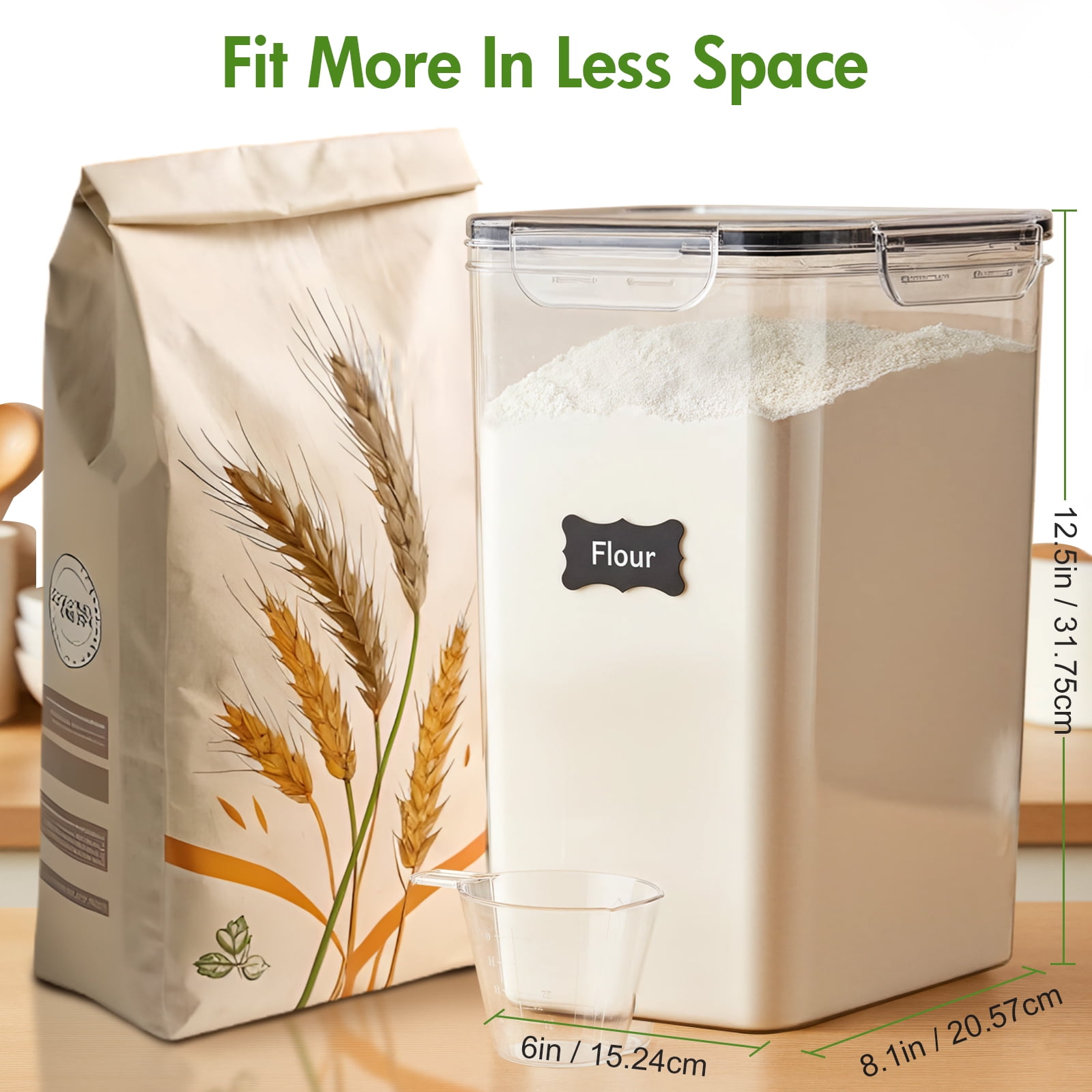 9.5L/321oz Cereal Flour Storage, 2 Pcs Large Food Storage Containers Airtight Pantry Storage Canisters for Flour, Sugar