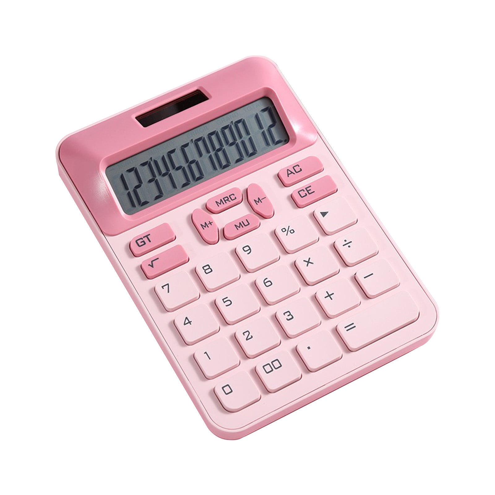 Yannianjz Solar Powered 12 Digit Calculator, Dual Power Battery Backup, Large Button Portable Calculator for Study, Business, Office Use