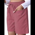 thumbnail image 3 of Pantalones Cortos Casuales Omen con Cordón Ajustable, Cintura Elástica y Cómodos, de Verano, con Bolsillos, Color Rojo Sandía, Talla M, 3 of 7