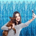 thumbnail image 4 of Lake Blue Fringe Curtain Party Streamers 3 Pack 3.2 x 9.8 Ft Foil Fringe Backdrop Curtains for Birthday Wedding Bridal Baby Shower Holiday Tinsel Streamers Lake Blue Party Decorations Door Streamer, 4 of 7