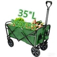 thumbnail image 1 of 35'' Extra Long Collapsible Wagons Carts Foldable, 360LBS Heavy Duty Folding Beach Wagon with Wheels, 106L Portable Utility Outdoor Cart for Grocery, Garden, Sports, Camping, Green, 1 of 7