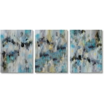 Blue Abstract Painting Set of 3 Pieces Wall Art Modern Canvas Artwork for Living Room Bedroom Decor (Blue)