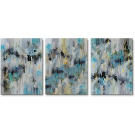 Fangfey Art Blue Abstract Painting Set of 3 Pieces Wall Art Modern Canvas Artwork for Living Room Bedroom Decor (Blue)
